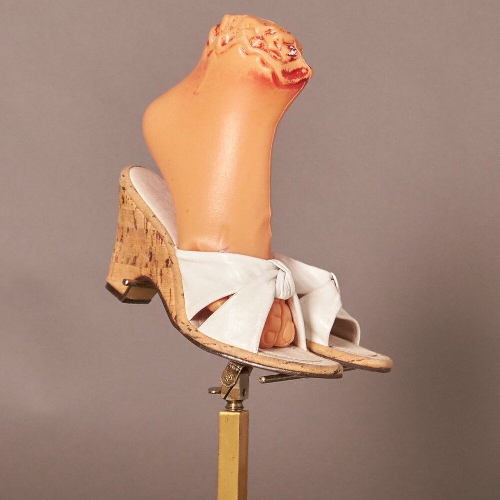 1950s Penaljo Cork Heels White Leather Wedge Sandals Shoes